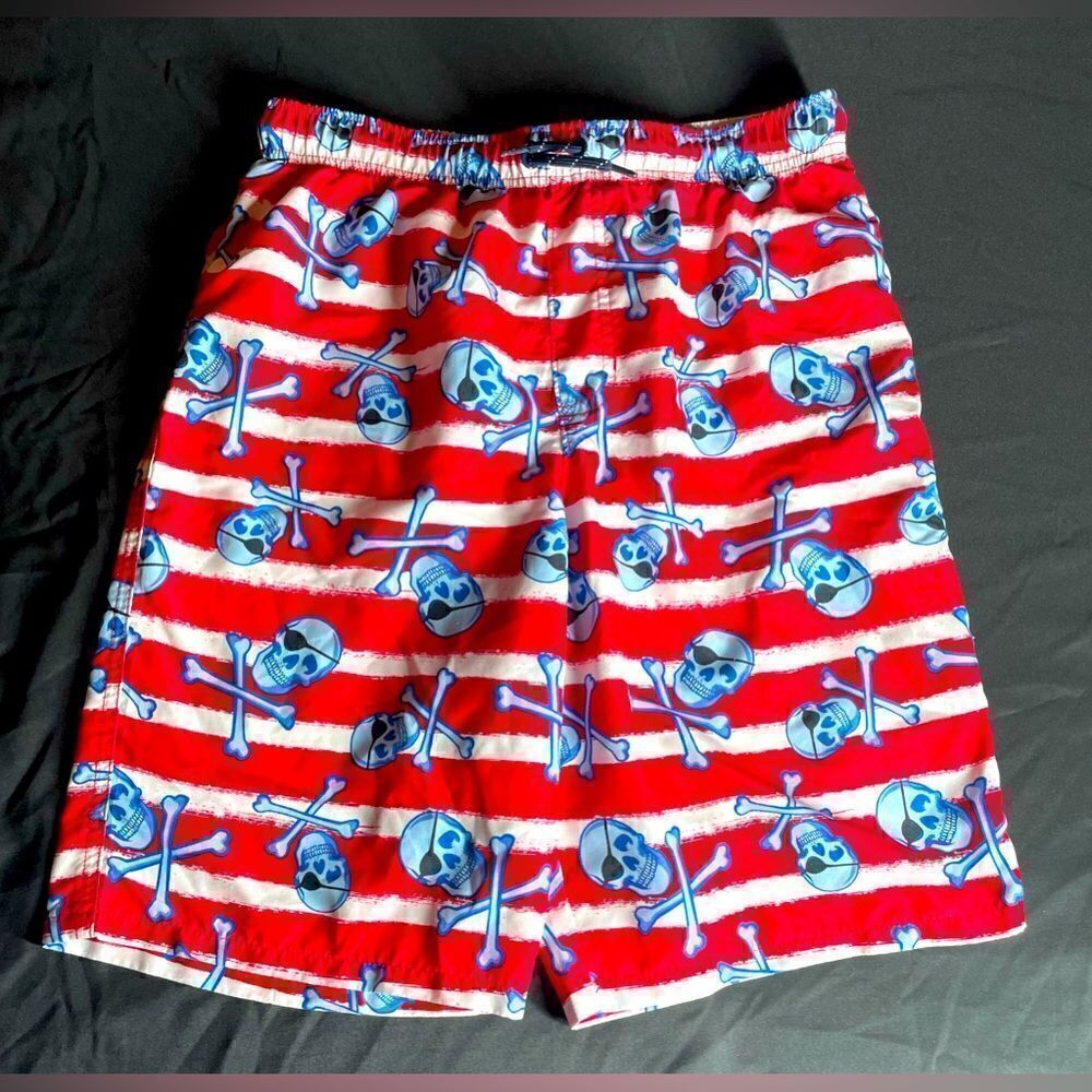 Skull & Crossbones Wonder Nation Swim Board Shorts Swim Suit Unisex Kids X-Large
